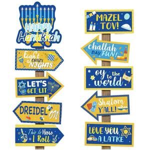 20 Pcs Happy Hanukkah Party Decorations for Door Wall Yard Photo Props Signs